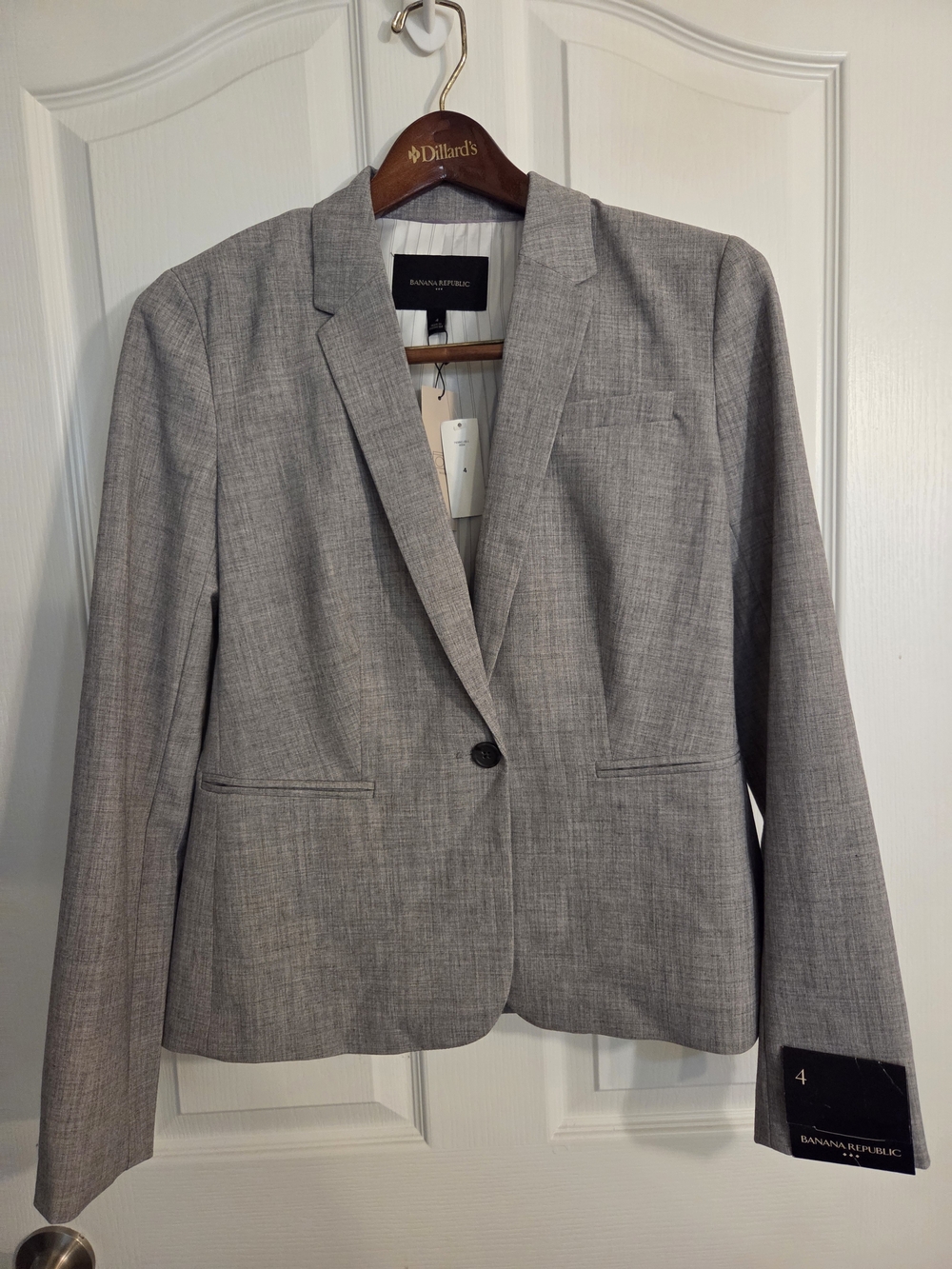 Banana Republic Light Gray Tailored Single-Button Blazer